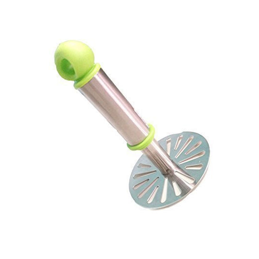 Ganesh Potatopav Bhaji Masher With Plastic Handle Silver  Plastic - Oval Pav Masher Potato 1-Piece Smasher Handle Multicolor