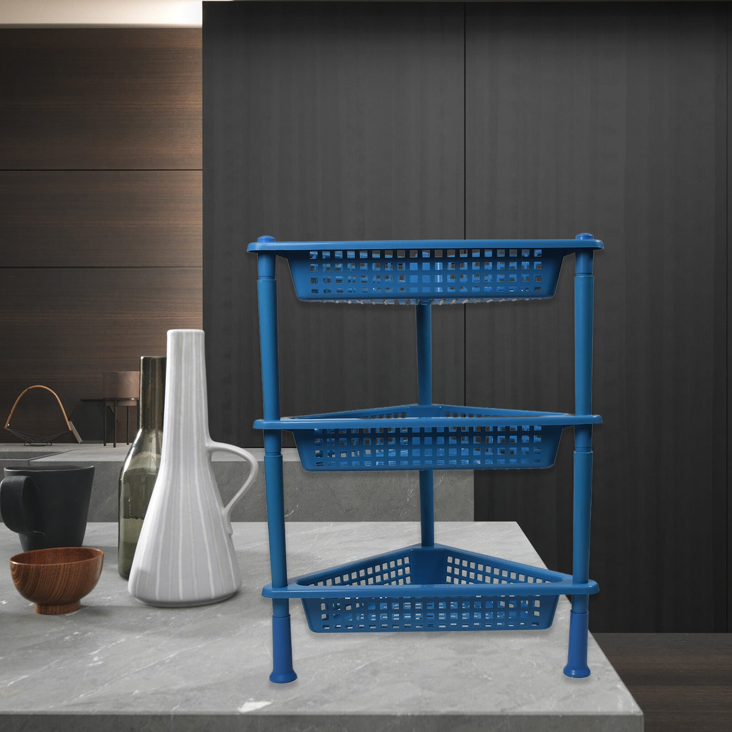 Triangle Storage Plastic 3-Tier  Rack Shelf For Kitchen Living Room Bathroom Office