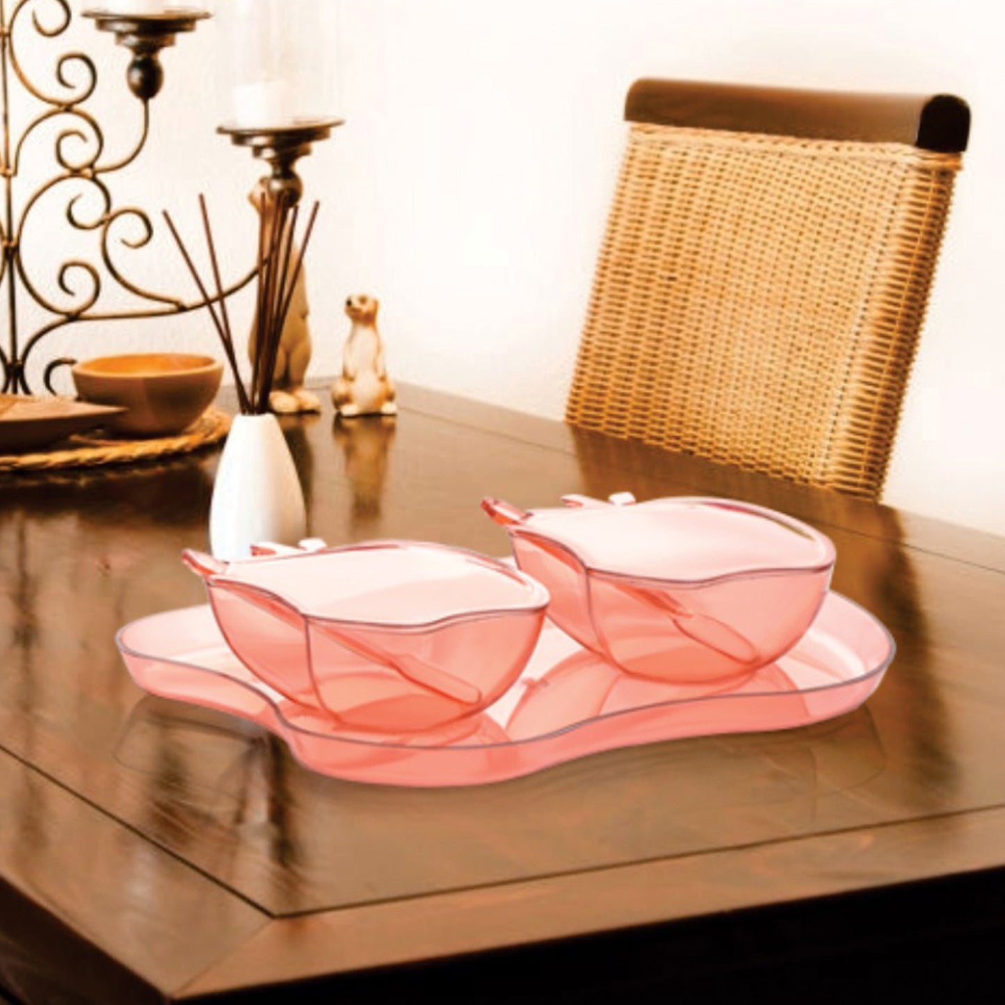 Apple Shape 2Piece Serving Set Of Bowl With Spoon  Tray. Dinnerware Serving Snacks  Pickle