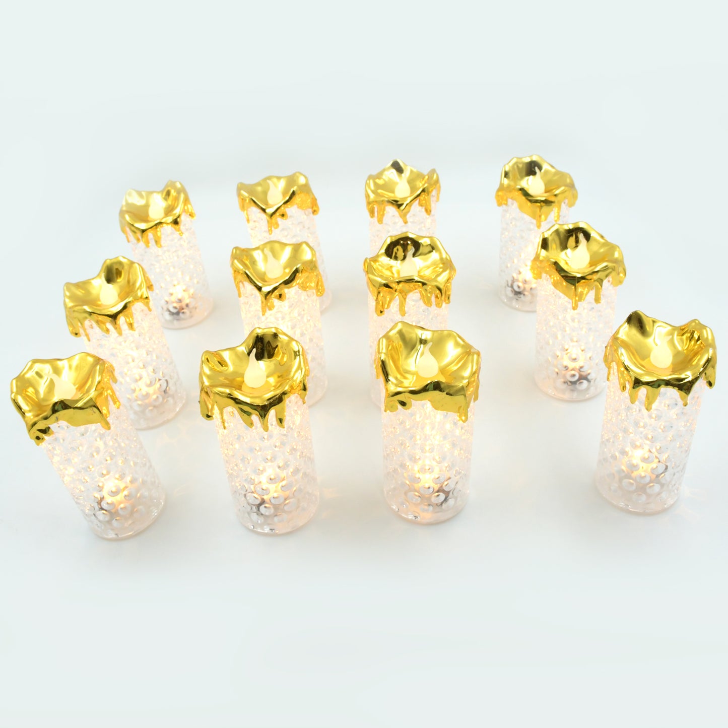 Gold Flameless Candles Led Light Flameless And Smokeless Decorative Candles Led Tea Light Candle Perfect For Gifting Home Diwaliwedding Christmas Crystal Candle Lights Table Decorations (12 Pc Moq)