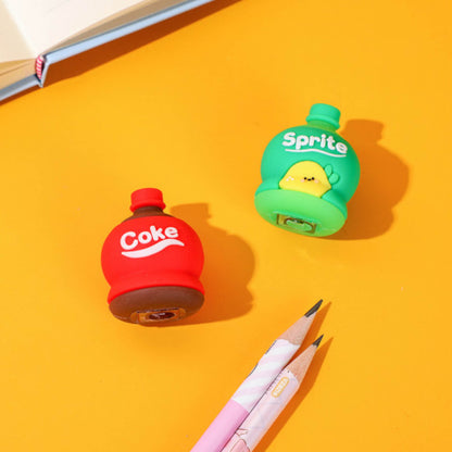 2-In-1 3D Cold Drink Bottle Shape Rubber Pencil Sharpener And Eraser Set Stationery For Kids School Boys Girls Birthday Return Gifts (24 Pcs Set  1 Pc )