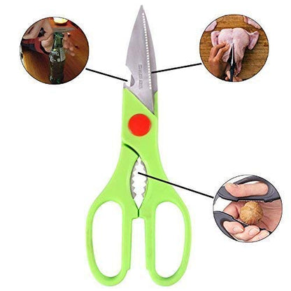 Multi-Function Kitchen Household For Vegetables Fruit Cheese  Meat Slices With Bottle Opener Stainless Steel Sea Food Scissor