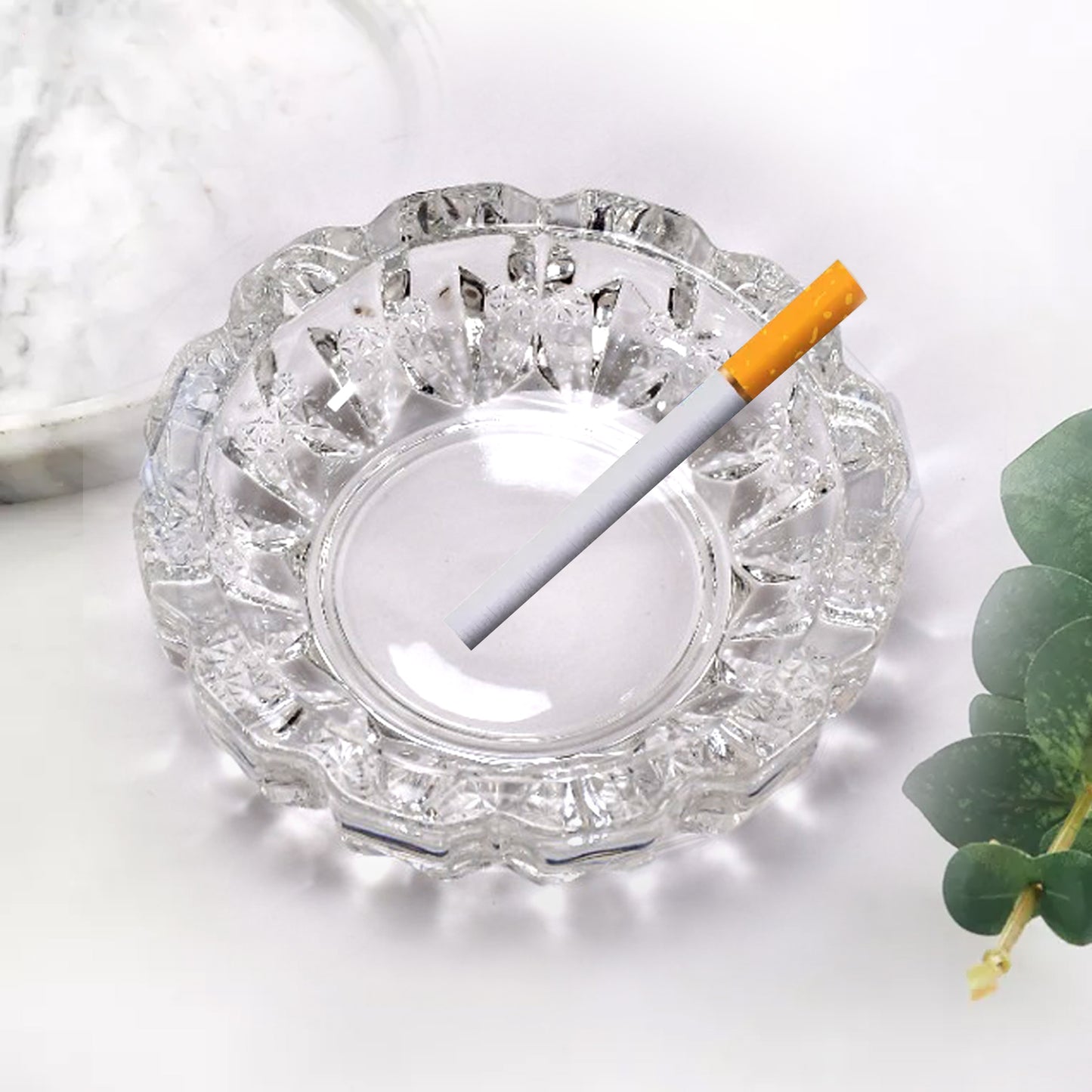 Paricutin Glass Crystal Quality Cigar Cigarette Ashtray Round Tabletop For Home Office Indoor Outdoor Home Decor