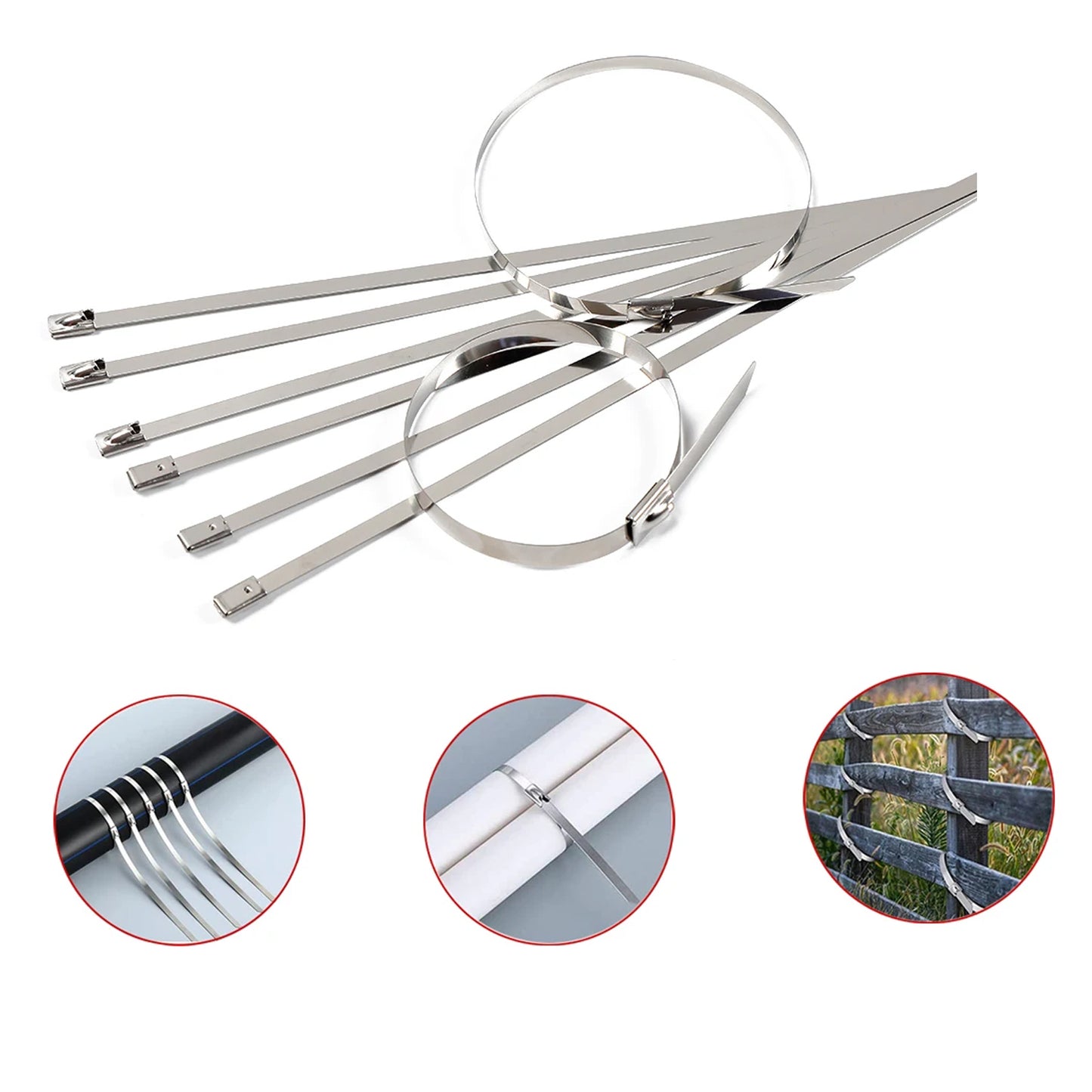 Multipurpose Stainless Steel Cable Tie (10 Pcs Set  4.6X200Mm)