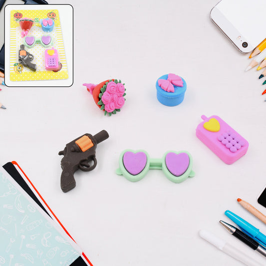 Mix Design 1 Set Fancy  Stylish Colorful Erasers For Children Different Designs  Mix Eraser Set For Return Gift Birthday Party School Prize (1 Set)