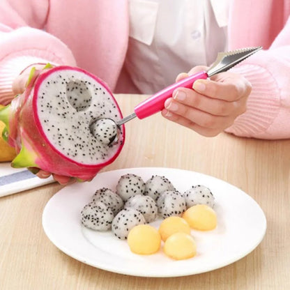 Multifunctional Stainless Steel Fruit Vegetable Pattern Carving Knife Peeler Corer Spherical Dig Ball Scoop Garnishing Dig Ball Spoon Kit.