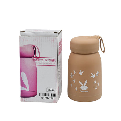 Cute Water Bottle For Kids - 360 Ml Cute Bunny Water Bottle  Cute Rabit Print Water Bottle For Boys And Girls  Kids Return Gift  Water Bottle Sipper  Insulated Water Bottle (Moq - 100 Pc)