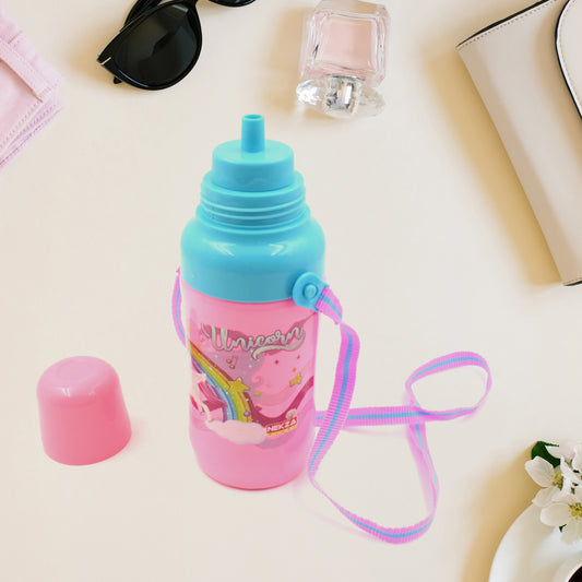 Plastic Sports Insulated Water Bottle With Dori  Straw Easy To Carry High Quality Water Bottle Bpa-Free  Leak-Proof For Kids School For Fridge Office Sports School Gym Yoga (1 Pc 500Ml)
