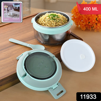 Ganesh Tiara 400Ml Stainless Steel Insulated Lunch Box With Leakproof Lid  Folding Spoon