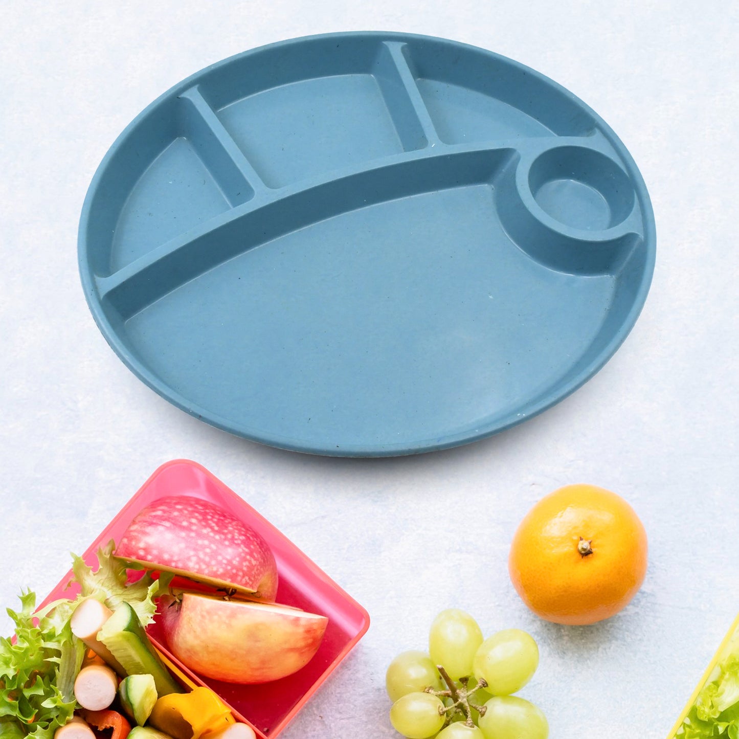 Plastic Food Plates  Biodegradable 5 Compartment Plate With Spoon For Food Snacks  Nuts  Desserts Plates For Kidsreusable Plates For Outdoor Camping Bpa-Free(1 Pc)