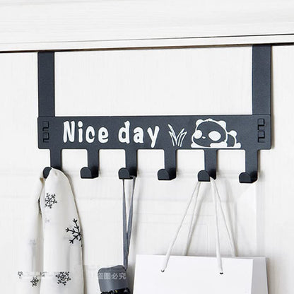 Heavy-Duty Carbon Steel Cartoon Nice Day Over Door Hook Hanger Rack Towel Hanger Removable Door Hook Coat Scarf Cloths Hanger (1 Pc  6 Hook)