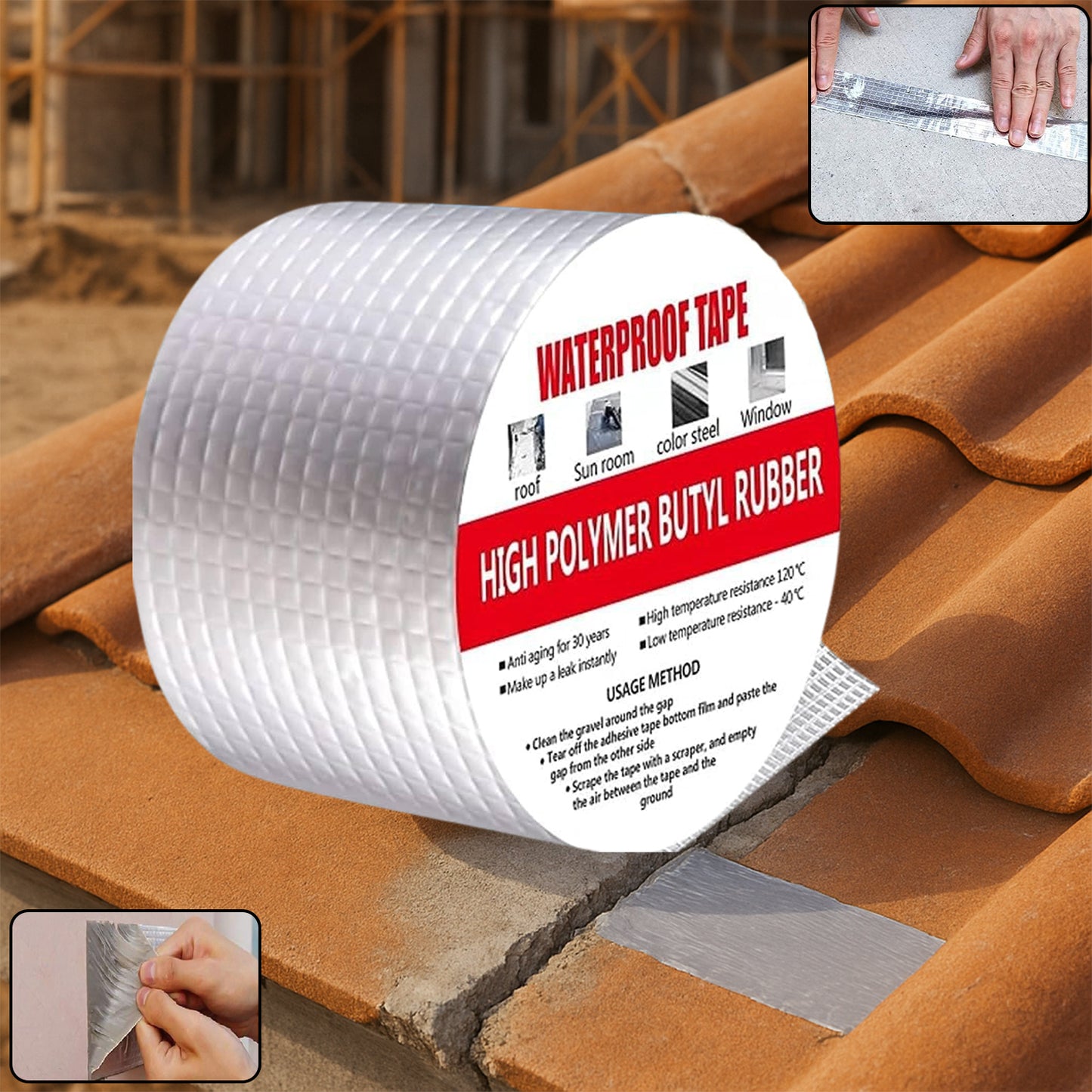 High Polymer Butyl Rubber Waterproof B-Grade Tape - 100Mm