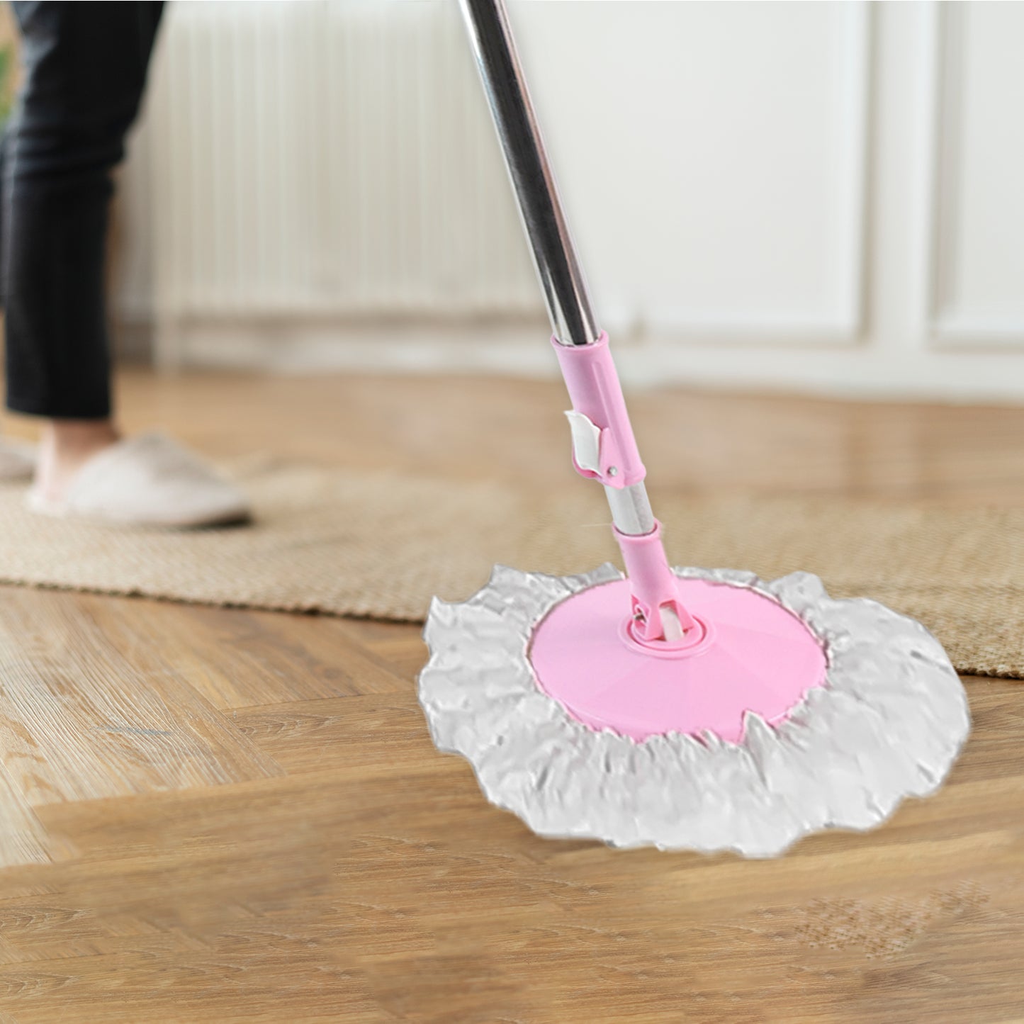 Home Cleaning - Stainless Steel 360 Degree Rotating Pole Microfiber Mop Rod Stick