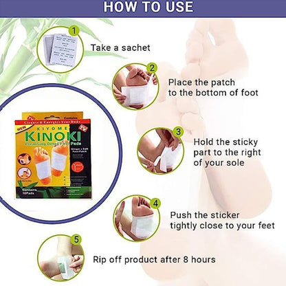 Kinoki Cleansing Detox Foot Pads Ginger  Salt Foot Patch -10Pcs (Free Size White)