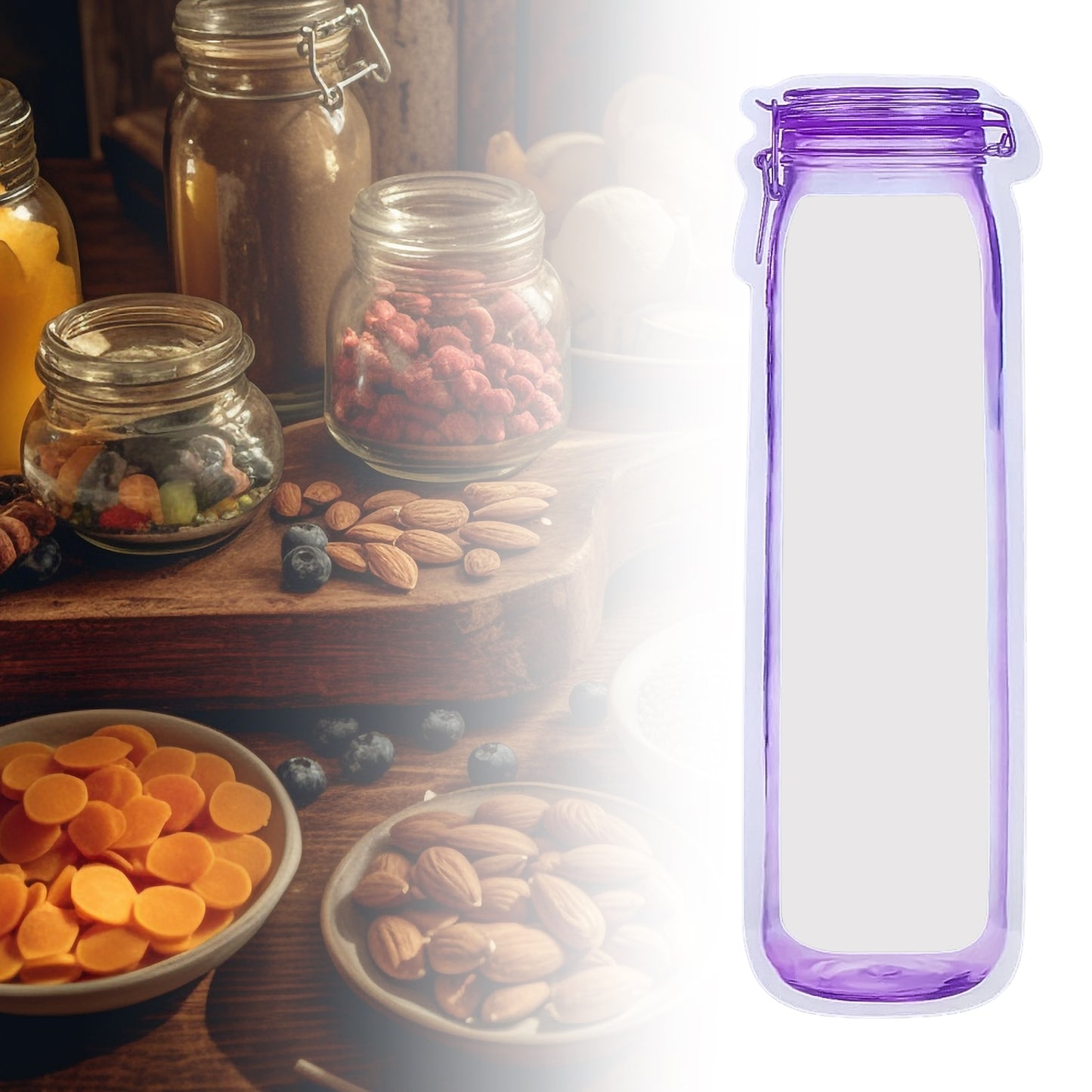 Foodstorage Bag Bottles Shape Ziplock Bags Reusable (1 Pc  500 Ml)
