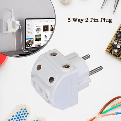 5-Way2 Pin Multi-Plug Socket  Converter (1 Pc)