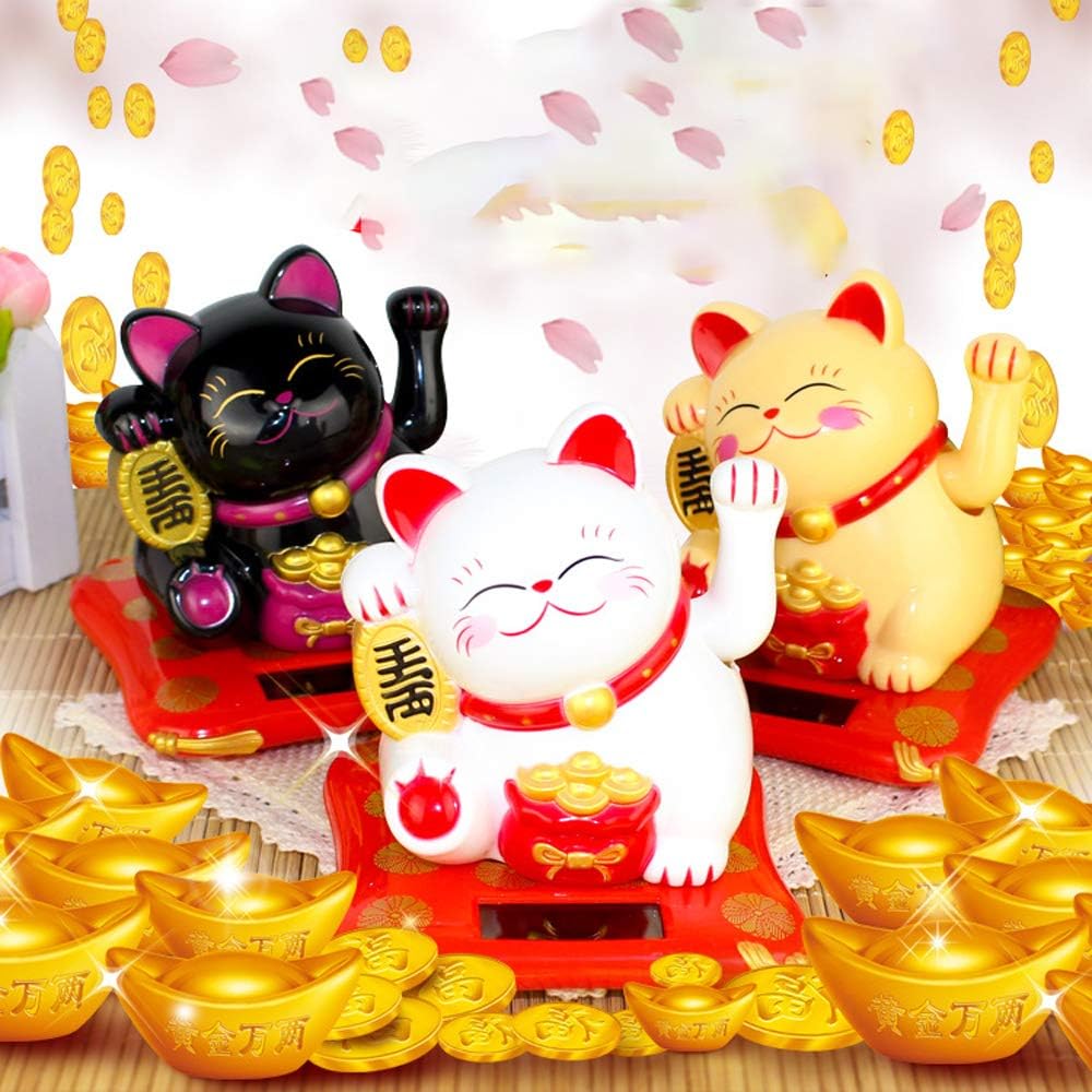 Solarpowered Happy Cat Beautiful With Arm Waves Wealth Cat (1 Pc  Mix Color)