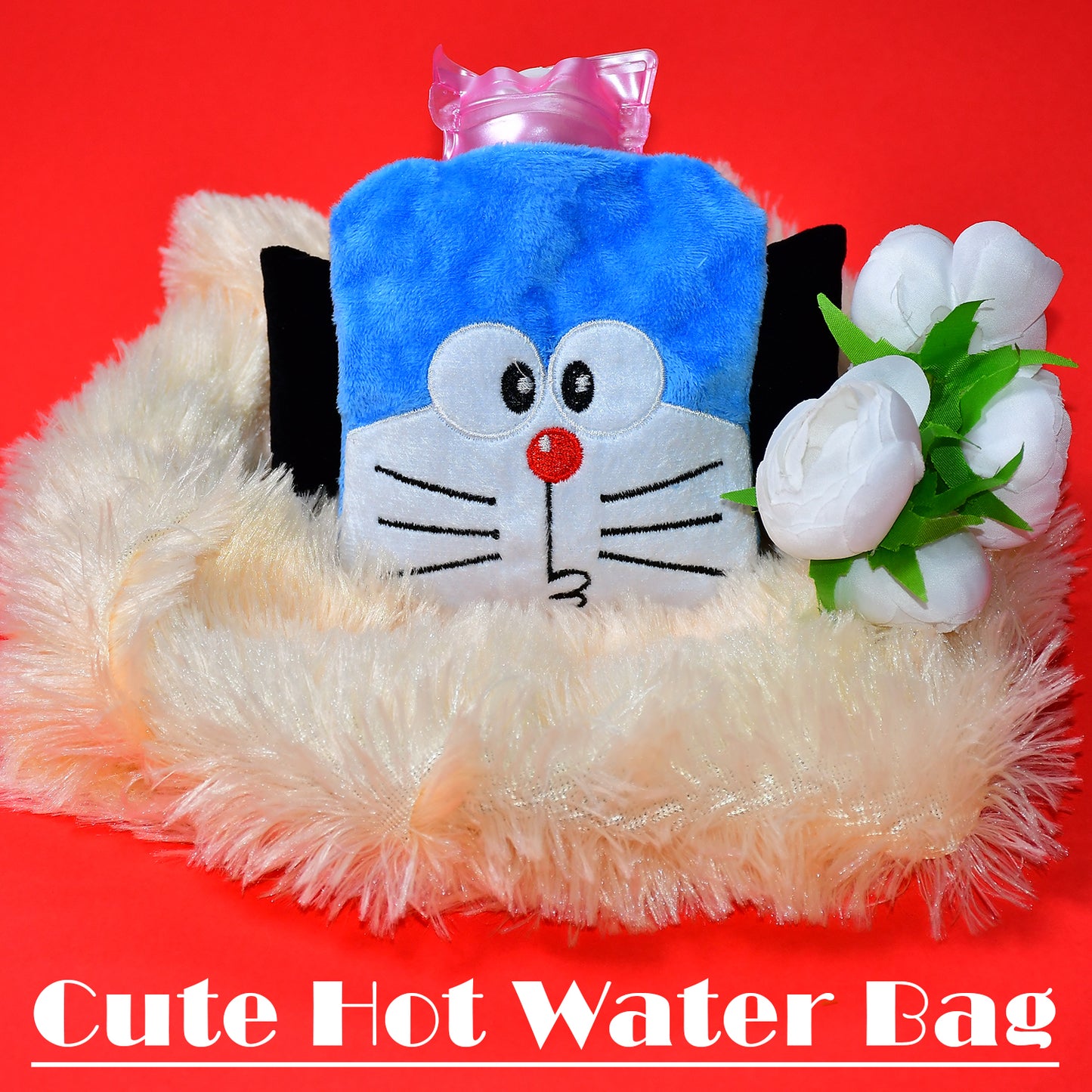 Doremon Small Hot Water Bag With Cover For Pain Relief Neck Shoulder Pain And Hand Feet Warmer Menstrual Cramps.