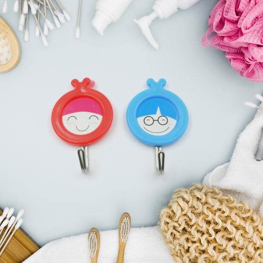 Multipurpose Strong Hook Self-Adhesive Hooks For Wall Heavy Plastic Hook Sticky Hook Household For Home  Decorative Hooks Bathroom  All Type Wall Use Hook  Suitable For Bathroom Kitchen Office (2 Pc Set)