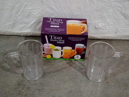 Stylish Juice Glass With Handle Water Glass Beer Glass Milk Shake Glass Multipurpose Glass Plastic Beer Mug Unbreakable Beer Tasting Glasses Clear Juice Glasses Suitable For Kids (2 Pc)