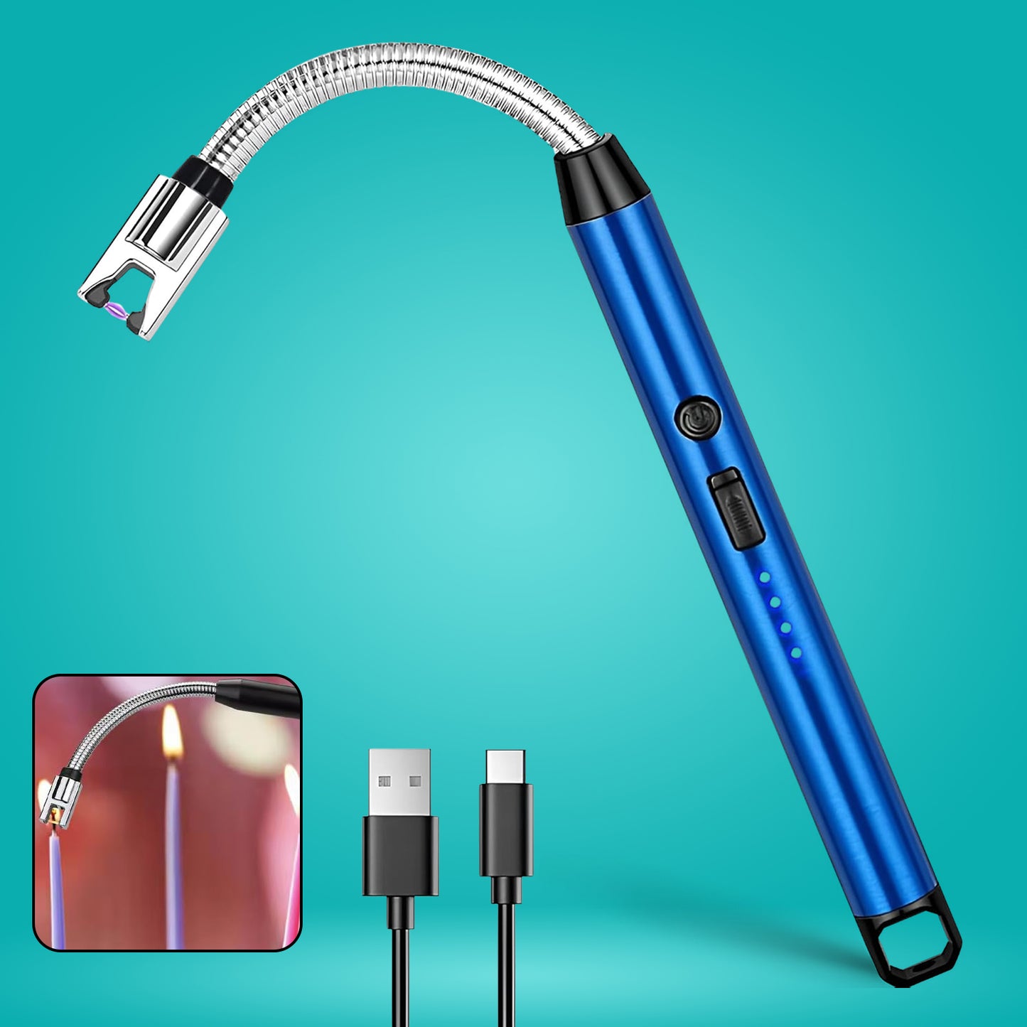Metalrechargeable Electric Arc Lighter With Flexible Neck (1 Pc)