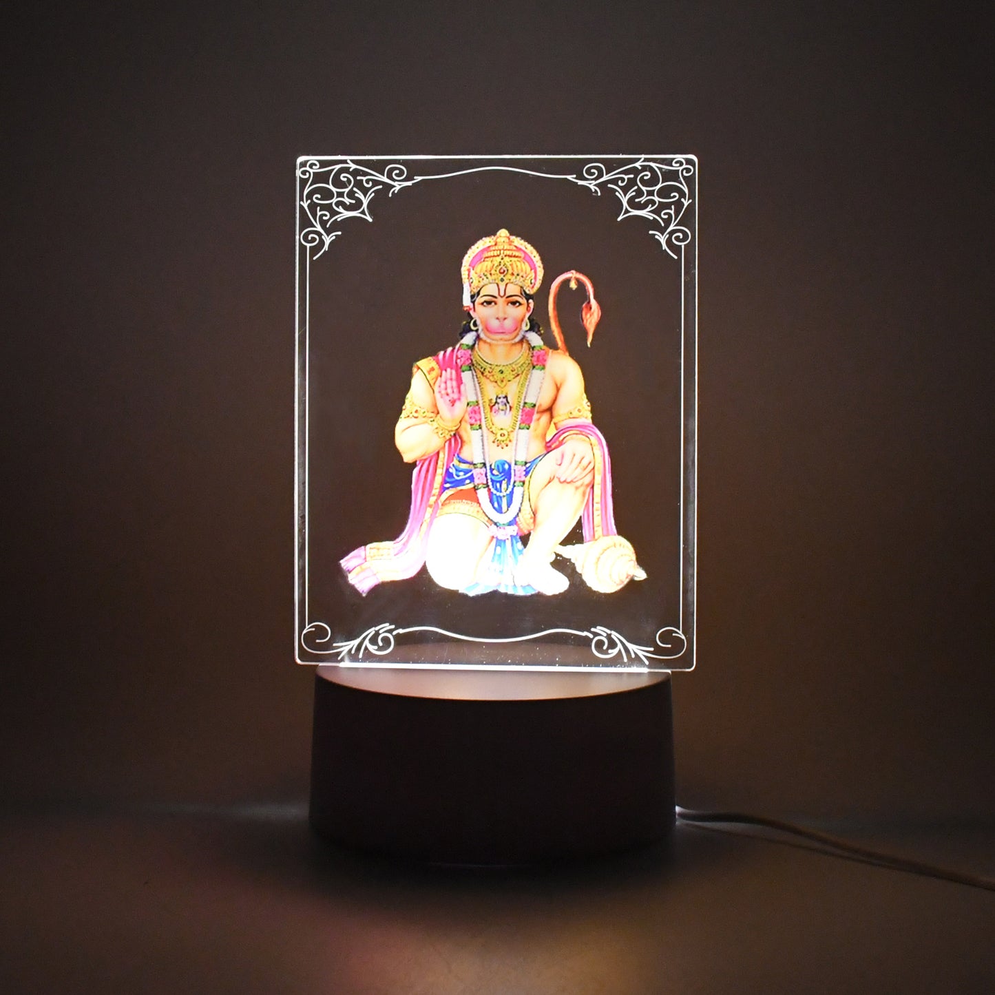 Beautiful 3D Lord Hanuman Frame With Soft White Light (1 Pc)