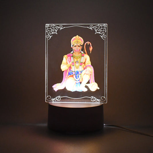 Beautiful 3D Lord Hanuman Frame With Soft White Light (1 Pc)