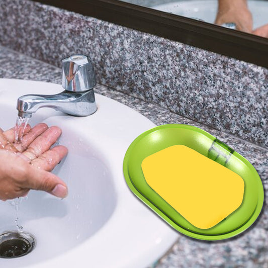 Plastic Soap Dish Holder For Bathroom Shower Wall Mounted Self Adhesive Soap Holder Saver Tray-Plastic Sponge Holder For Kitchen Storage Rack Soap Box Bathroom