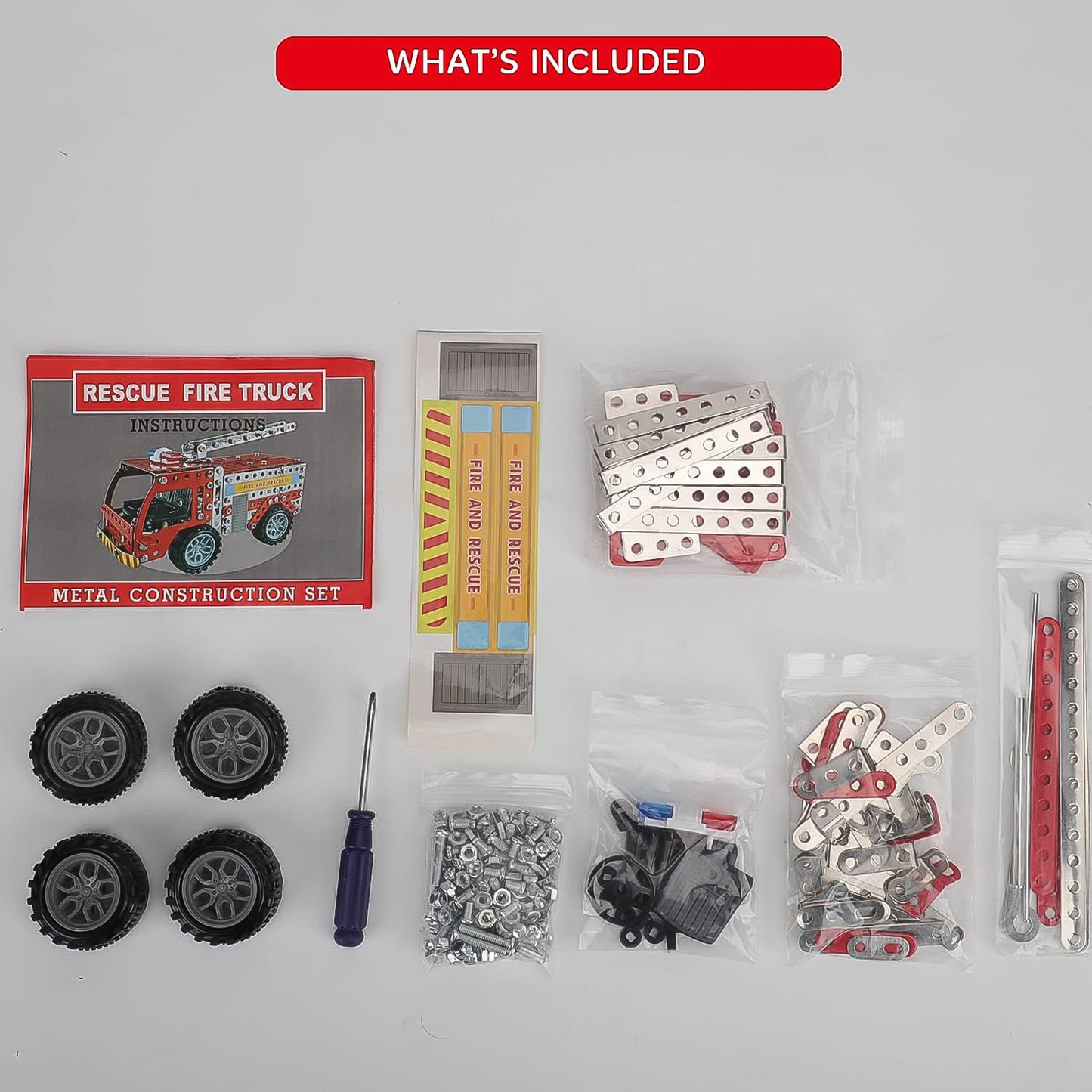 Metal Diy Fire Truck Building Blocks For Kids (Fire Truck  292Pcs Of Truck Tool  1 Set)