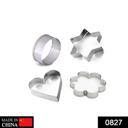 Cookie Cutter Stainless Steel Cookie Cutter With Shape Heart Round Star And Flower (4 Pieces)