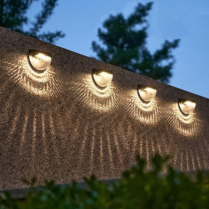 6 Ledsolar Powered Wall Mount Fence Light With Honeycomb Shade Design (2 Pc Set)