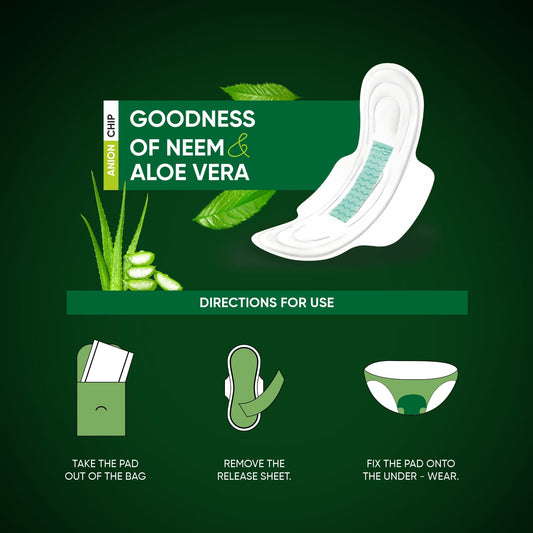 Sanitary Pads For Women With Goodness Of Neem  Aloe Vera  Ultra Thin  Leakage Protection  Ph Balance  With Antibacterial Anion Chip  5X More Absorbance (320 Mm  32 Pads)