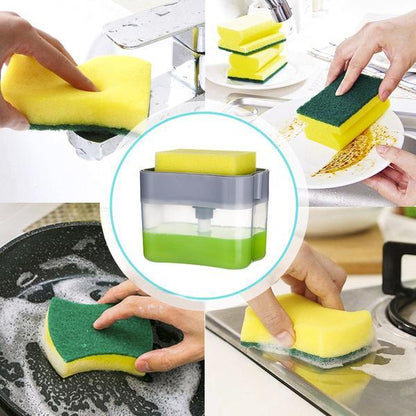 Liquid Soap Dispenser On Countertop With Sponge Holder For Pet
