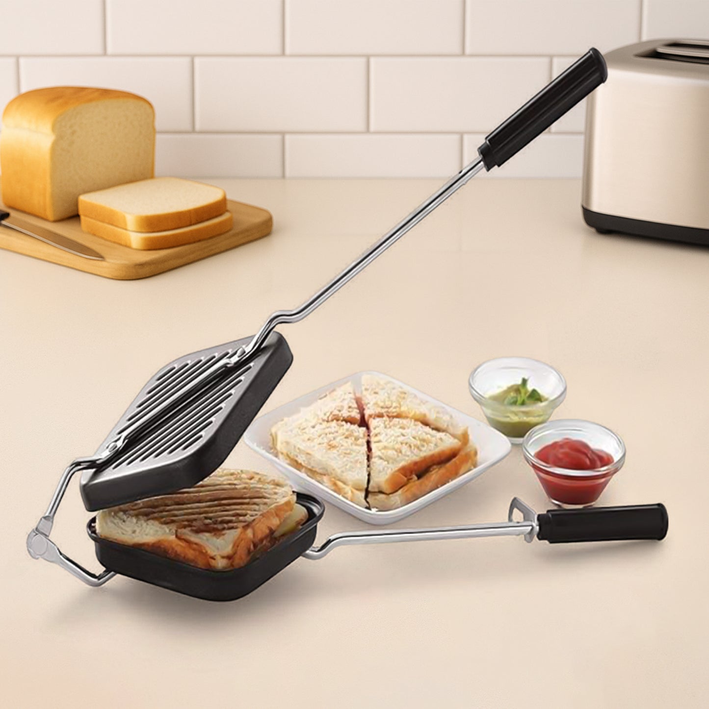 Apexheavy Gauge Aluminium Grill Sandwich Toaster