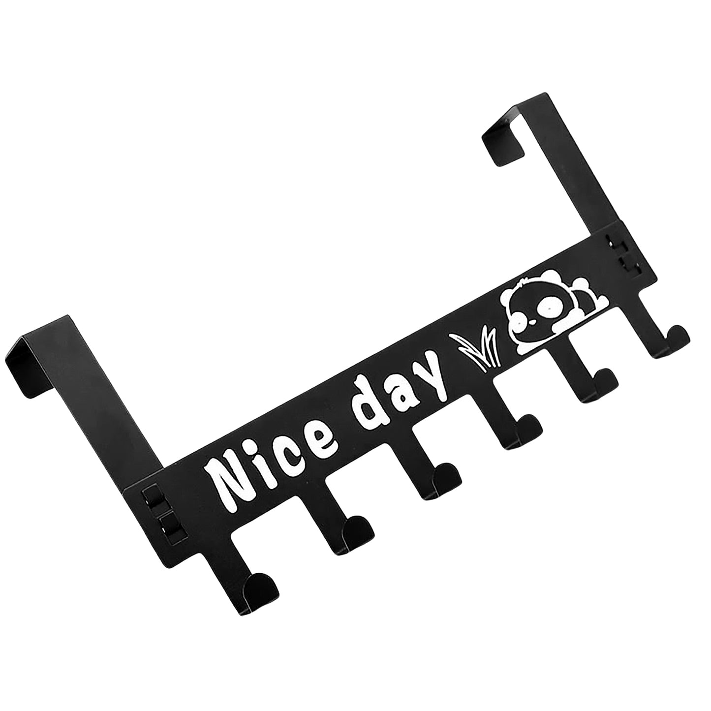 Heavy-Duty Carbon Steel Cartoon Nice Day Over Door Hook Hanger Rack Towel Hanger Removable Door Hook Coat Scarf Cloths Hanger (1 Pc  6 Hook)